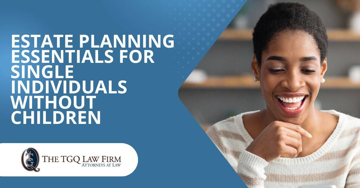 Single woman smiling. Estate planning essentials for single individuals without children. The TGQ Law Firm Attorneys at Law.